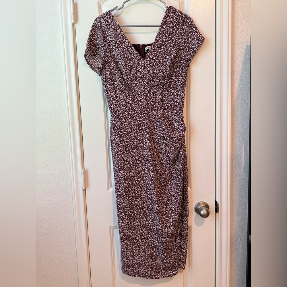 Abercrombie & Fitch Burgundy Floral Midi Dress